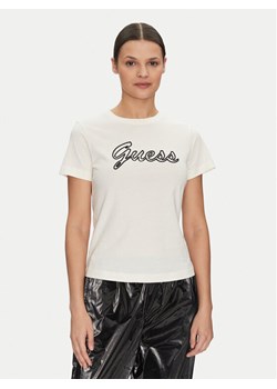 Guess T-Shirt V5GI02 K9RM1 Écru Slim Fit ze sklepu MODIVO w kategorii Bluzki damskie - zdjęcie 182621634