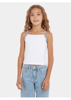 Calvin Klein Jeans Top Logo Tape IG0IG02436 Biały Slim Fit ze sklepu MODIVO w kategorii Bluzki dziewczęce - zdjęcie 182622732