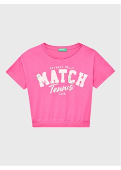 United Colors Of Benetton T-Shirt 3096C10BA Różowy Boxy Fit ze sklepu MODIVO w kategorii Bluzki dziewczęce - zdjęcie 182623140