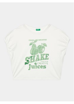 United Colors Of Benetton T-Shirt 3096C10BT Biały Regular Fit ze sklepu MODIVO w kategorii Bluzki dziewczęce - zdjęcie 182623383
