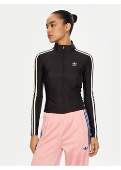 adidas Bluza adicolor 3-Stripes JD5025 Czarny Slim Fit ze sklepu MODIVO w kategorii Bluzy damskie - zdjęcie 182625101