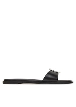 Calvin Klein Klapki Flat Slide W/Ck Hw Big - Lth HW0HW02482 Czarny ze sklepu MODIVO w kategorii Klapki damskie - zdjęcie 182625200