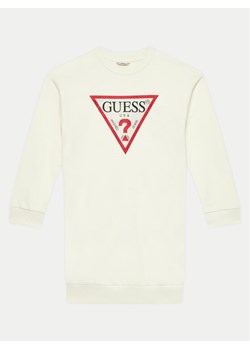 Guess Sukienka codzienna J3YK20 KA6R3 Écru Regular Fit ze sklepu MODIVO w kategorii Sukienki dziewczęce - zdjęcie 182625773