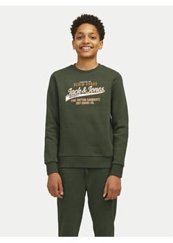 Jack&Jones Junior Bluza Logo 12258840 Zielony Regular Fit ze sklepu MODIVO w kategorii Bluzy chłopięce - zdjęcie 182625922