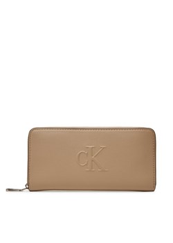 Calvin Klein Jeans Duży Portfel Damski LV04K1005G Beżowy ze sklepu MODIVO w kategorii Portfele damskie - zdjęcie 182627581