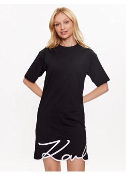 KARL LAGERFELD Sukienka codzienna Signature 231W1357 Czarny Relaxed Fit ze sklepu MODIVO w kategorii Sukienki - zdjęcie 182627652