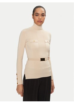Elisabetta Franchi Golf MK-11B-46E2-V350 Beżowy Regular Fit ze sklepu MODIVO w kategorii Swetry damskie - zdjęcie 182628171