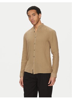 HUGO Koszula Elvory 50490740 Beżowy Slim Fit ze sklepu MODIVO w kategorii Koszule męskie - zdjęcie 182628223