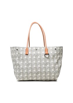 Tory Burch Torebka Canvas Basketweave Tote 139623 Beżowy ze sklepu MODIVO w kategorii Torby Shopper bag - zdjęcie 182628993