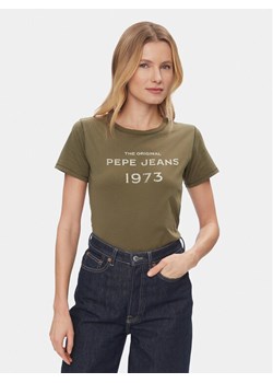 Pepe Jeans T-Shirt Harbor PL505743 Zielony Regular Fit ze sklepu MODIVO w kategorii Bluzki damskie - zdjęcie 182629721
