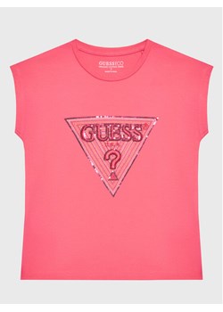 Guess T-Shirt J3GI33 K6YW1 Różowy Boxy Fit ze sklepu MODIVO w kategorii Bluzki dziewczęce - zdjęcie 182629983