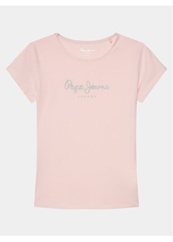 Pepe Jeans T-Shirt Hana Glitter PG503064 Różowy Slim Fit ze sklepu MODIVO w kategorii Bluzki dziewczęce - zdjęcie 182630183