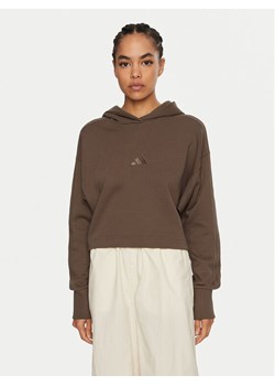 adidas Bluza ALL SZN French Terry 3-Stripes JI9105 Brązowy Regular Fit ze sklepu MODIVO w kategorii Bluzy damskie - zdjęcie 182630633