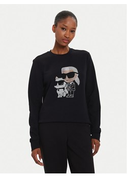 KARL LAGERFELD Bluza 245W1812 Czarny Regular Fit ze sklepu MODIVO w kategorii Bluzy damskie - zdjęcie 182631754