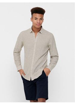 Only & Sons Koszula Caiden 22012321 Beżowy Slim Fit ze sklepu MODIVO w kategorii Koszule męskie - zdjęcie 182632193