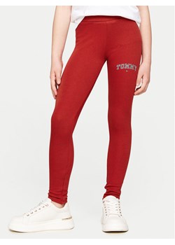Tommy Hilfiger Legginsy Varsity KG0KG08082 Czerwony Slim Fit ze sklepu MODIVO w kategorii Spodnie dziewczęce - zdjęcie 182633000