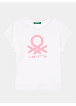 United Colors Of Benetton T-Shirt 3096G10D7 Biały Regular Fit ze sklepu MODIVO w kategorii Bluzki dziewczęce - zdjęcie 182633100