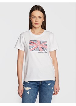 Pepe Jeans T-Shirt Tara PL505343 Biały Regular Fit ze sklepu MODIVO w kategorii Bluzki damskie - zdjęcie 182634271