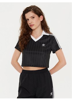 adidas T-Shirt adicolor Football Jacquard JD2606 Czarny Slim Fit ze sklepu MODIVO w kategorii Bluzki damskie - zdjęcie 182634690