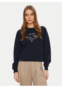 Tommy Hilfiger Bluza Modern Script WW0WW43844 Granatowy Regular Fit ze sklepu MODIVO w kategorii Bluzy damskie - zdjęcie 182634734