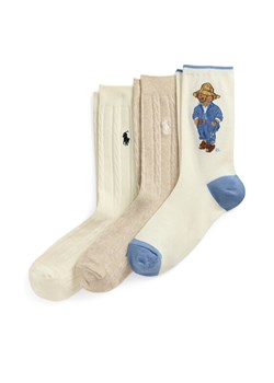 Polo Ralph Lauren Zestaw 3 par wysokich skarpet damskich 455972027001 Beżowy ze sklepu MODIVO w kategorii Skarpetki damskie - zdjęcie 182635903