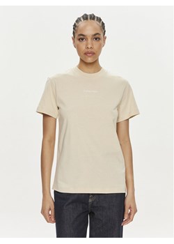 Calvin Klein T-Shirt Multi Logo K20K207215 Beżowy Regular Fit ze sklepu MODIVO w kategorii Bluzki damskie - zdjęcie 182636131