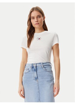 Tommy Jeans T-Shirt Essential DW0DW20316 Biały Slim Fit ze sklepu MODIVO w kategorii Bluzki damskie - zdjęcie 182637102