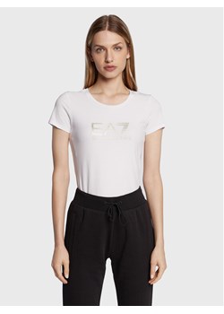 EA7 Emporio Armani T-Shirt 8NTT66 TJFKZ 0101 Biały Slim Fit ze sklepu MODIVO w kategorii Bluzki damskie - zdjęcie 182637661
