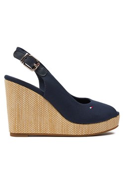 Tommy Hilfiger Sandały Iconic Elena Sling Back Wedge FW0FW04789 Granatowy ze sklepu MODIVO w kategorii Sandały damskie - zdjęcie 182638302