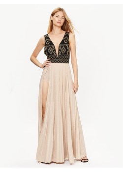 Elisabetta Franchi Sukienka wieczorowa AB-413-32E2-V700 Beżowy Regular Fit ze sklepu MODIVO w kategorii Sukienki - zdjęcie 182638340