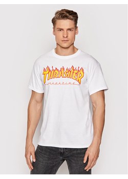 Thrasher T-Shirt Flame Biały Regular Fit ze sklepu MODIVO w kategorii T-shirty męskie - zdjęcie 182638501