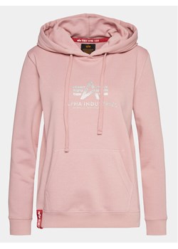 Alpha Industries Bluza New Basic 196032G Różowy Regular Fit ze sklepu MODIVO w kategorii Bluzy damskie - zdjęcie 182639244