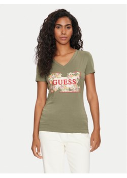 Guess T-Shirt W4GI23 J1314 Zielony Slim Fit ze sklepu MODIVO w kategorii Bluzki damskie - zdjęcie 182641224