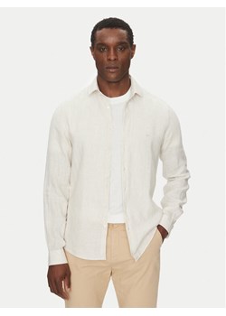 Calvin Klein Jeans Koszula Linen Stripe Slim Shirt K10K109332 Beżowy Regular Fit ze sklepu MODIVO w kategorii Koszule męskie - zdjęcie 182641453