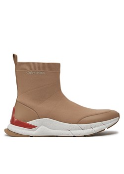 Calvin Klein Sneakersy Sockboot Runner HM0HM01241 Beżowy ze sklepu MODIVO w kategorii Buty sportowe męskie - zdjęcie 182642323