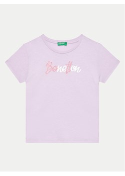United Colors Of Benetton T-Shirt 3I1XC10JQ Fioletowy Regular Fit ze sklepu MODIVO w kategorii Bluzki dziewczęce - zdjęcie 182642733