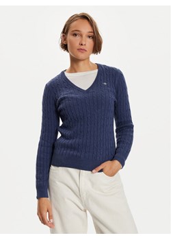 Gant Sweter 4800101 Granatowy Slim Fit - id: 0000304723919 - marki Gant - 182642891 Gant Sweter 4800101 Granatowy Slim Fit ze sklepu MODIVO w kategorii Swetry damskie - zdjęcie 182642891