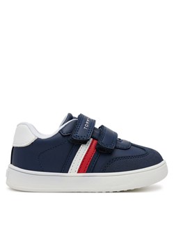 Tommy Hilfiger Sneakersy Stripes Low Cut Lace Velcro Sneaker T1X9-33840-1269 M Granatowy ze sklepu MODIVO w kategorii Buty sportowe dziecięce - zdjęcie 182643451