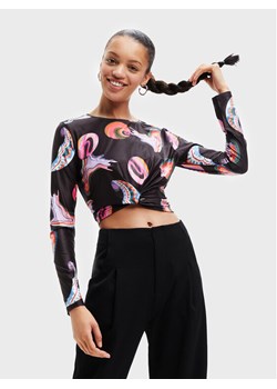 Desigual Bluzka MONSIEUR CHRISTIAN LACROIX Smile 22WWTK76 Czarny Slim Fit ze sklepu MODIVO w kategorii Bluzki damskie - zdjęcie 182645011