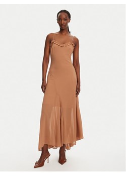 BARDOT Sukienka koktajlowa Tatian Frill Trim 59885DB Brązowy Regular Fit ze sklepu MODIVO w kategorii Sukienki - zdjęcie 182645573