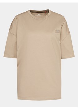 Alpha Industries T-Shirt Essentials 146061 Beżowy Relaxed Fit ze sklepu MODIVO w kategorii Bluzki damskie - zdjęcie 182647073