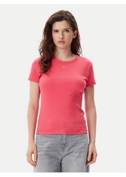 Tommy Jeans T-Shirt Essential DW0DW17383 Różowy Slim Fit ze sklepu MODIVO w kategorii Bluzki damskie - zdjęcie 182648004