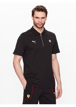 Puma Polo Ferrari Style Jacquard 538331 Czarny Slim Fit ze sklepu MODIVO w kategorii T-shirty męskie - zdjęcie 182648131