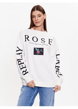 Replay Bluza W3638G.000.23358P Biały Regular Fit ze sklepu MODIVO w kategorii Bluzy damskie - zdjęcie 182648961