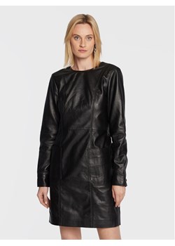 Remain Sukienka skórzana Hanna RM1824 Czarny Regular Fit ze sklepu MODIVO w kategorii Sukienki - zdjęcie 182648984