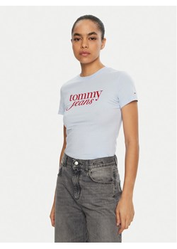 Tommy Jeans T-Shirt Essential DW0DW19447 Błękitny Slim Fit ze sklepu MODIVO w kategorii Bluzki damskie - zdjęcie 182649490