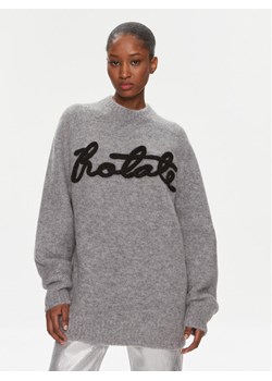 ROTATE Sweter Knit Oversize Logo Jumper 1120921249 Szary Oversize ze sklepu MODIVO w kategorii Swetry damskie - zdjęcie 182649731