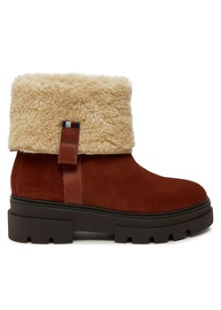 Tommy Hilfiger Botki Faux Fur Suede Roll-Down Boot FW0FW08158 Brązowy ze sklepu MODIVO w kategorii Botki - zdjęcie 182650824
