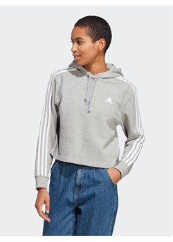 adidas Bluza Essentials 3-Stripes IC9910 Szary Regular Fit ze sklepu MODIVO w kategorii Bluzy damskie - zdjęcie 182651003