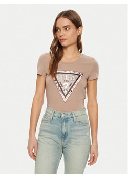 Guess T-Shirt W5RI22 J1314 Brązowy Regular Fit ze sklepu MODIVO w kategorii Bluzki damskie - zdjęcie 182653403